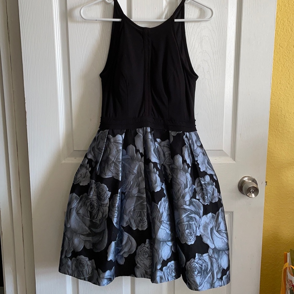 Black dress with grey/silver flowers